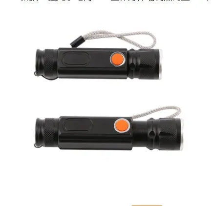 Black aluminium alloy multifunctional LED flashlight with T6+COB light source, magnet base, and rechargeable 18650 battery