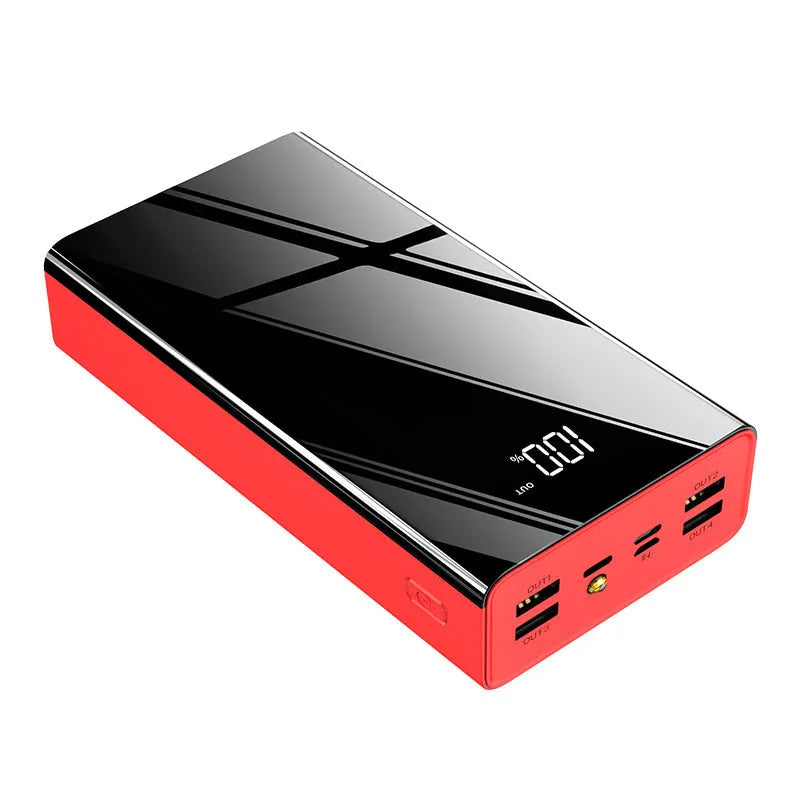 Large-capacity 40000mAh power bank with LCD display in Chinese red or black plastic shell