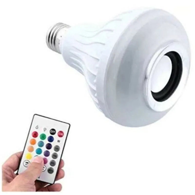 White Bluetooth LED bubble lamp bulb with E27 base and remote control