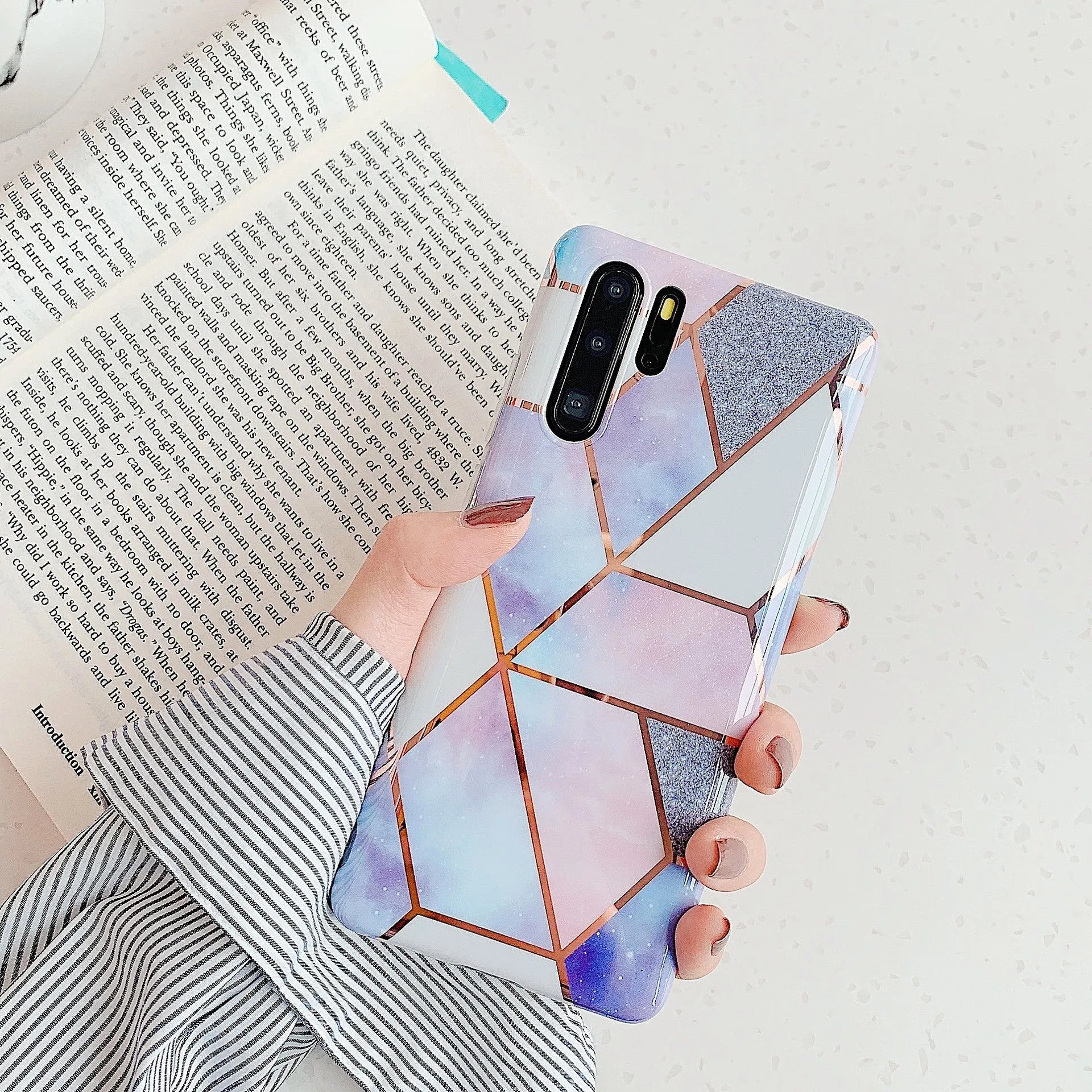 Electroplated marble pattern TPU phone case for Huawei and Samsung smartphones
