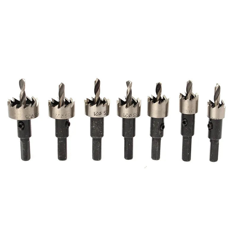 2-piece cutter drill bit set with 12 HSS stainless steel hole saw bits from 15mm to 50mm