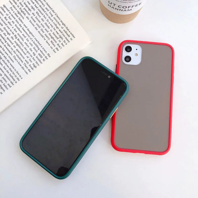 Frosted silicone phone case in assorted colours for iPhone 6 to 11 series, matte finish.