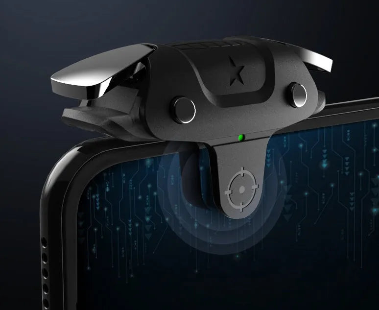 Black F5 mobile phone game controller with 5cm height and direct smartphone attachment