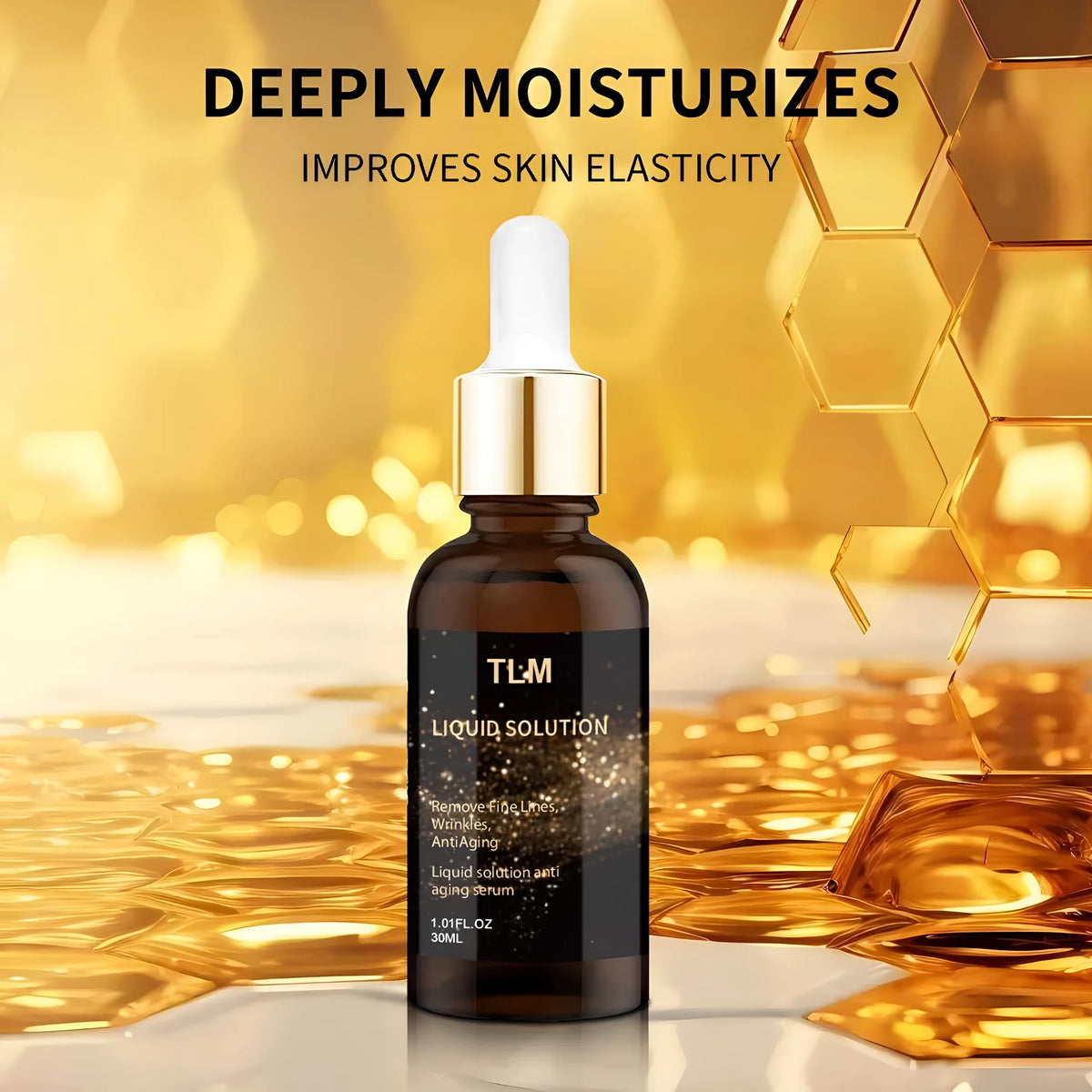 30ml bottle of hyaluronic acid facial moisturising care solution, 9cm tall.