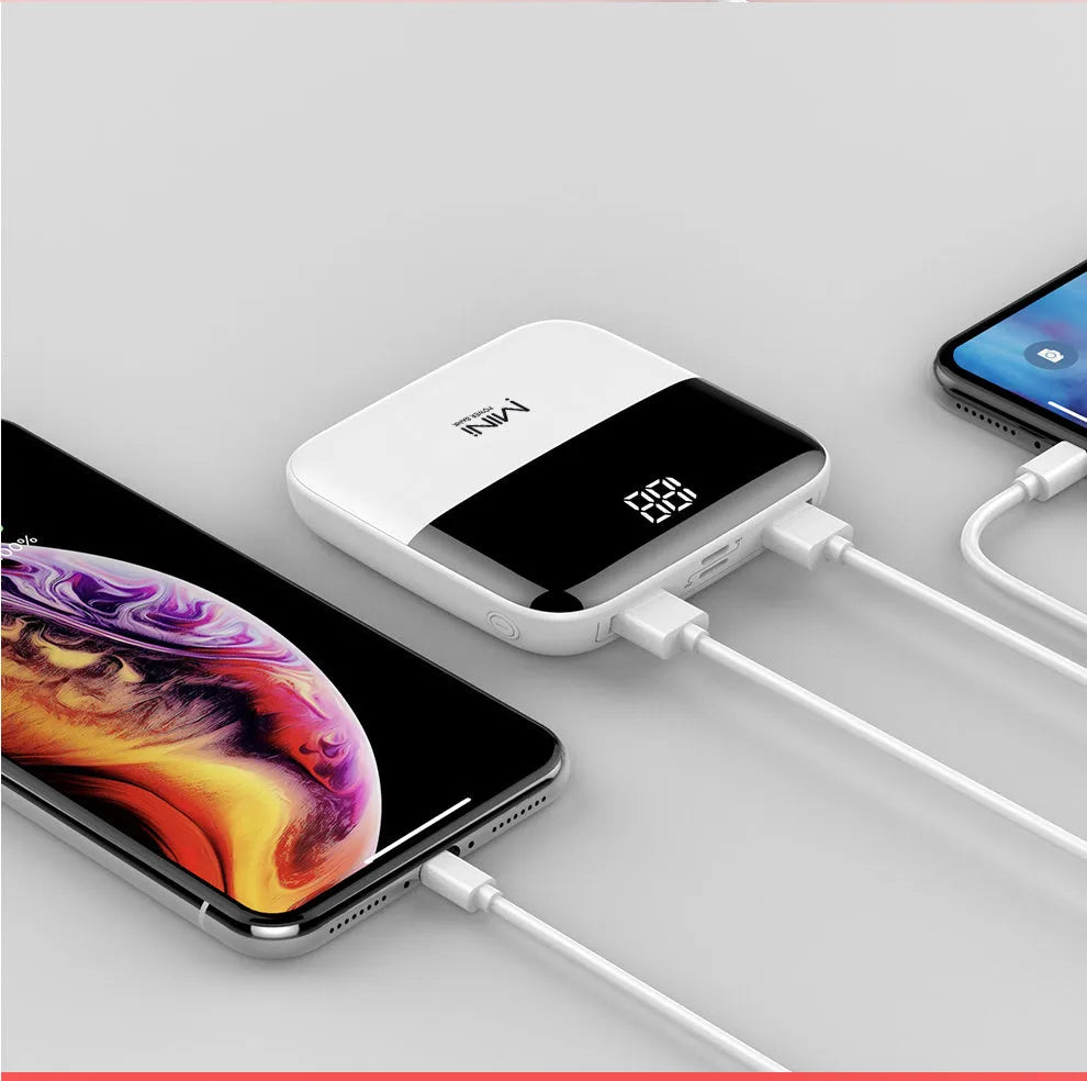 10000mAh portable power bank with digital display showing battery percentage