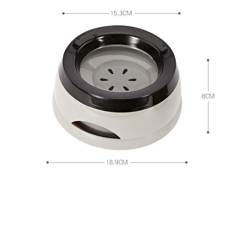 Non-spill floating pet bowl in granny grey made from ABS plastic measuring 15.3x18.9x8cm