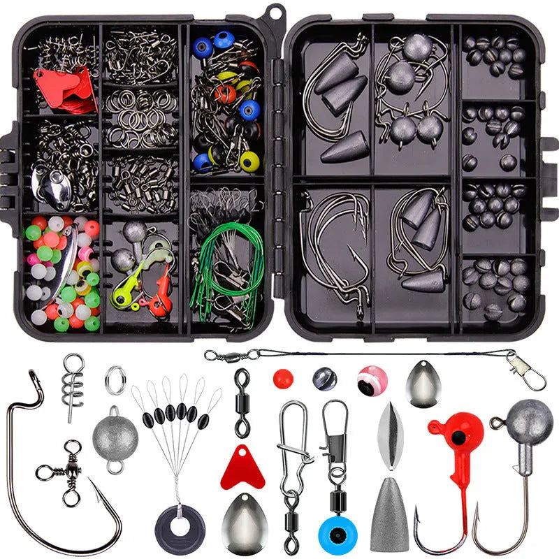Weihe 257-piece fishing lure accessory kit in ABS storage box for Texas and sea fishing