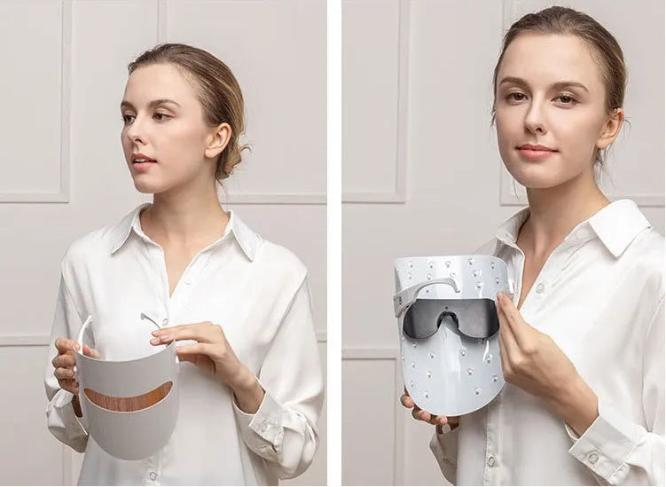 Acne beauty mask LED light therapy face mask with red orange blue wavelengths, USB powered, 61g, 150x158x204mm