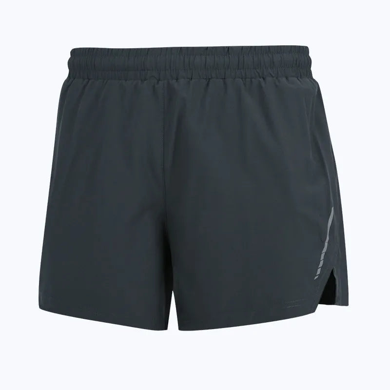 Men's quick-dry marathon running shorts in fluorescent green, showing straight-leg short style.