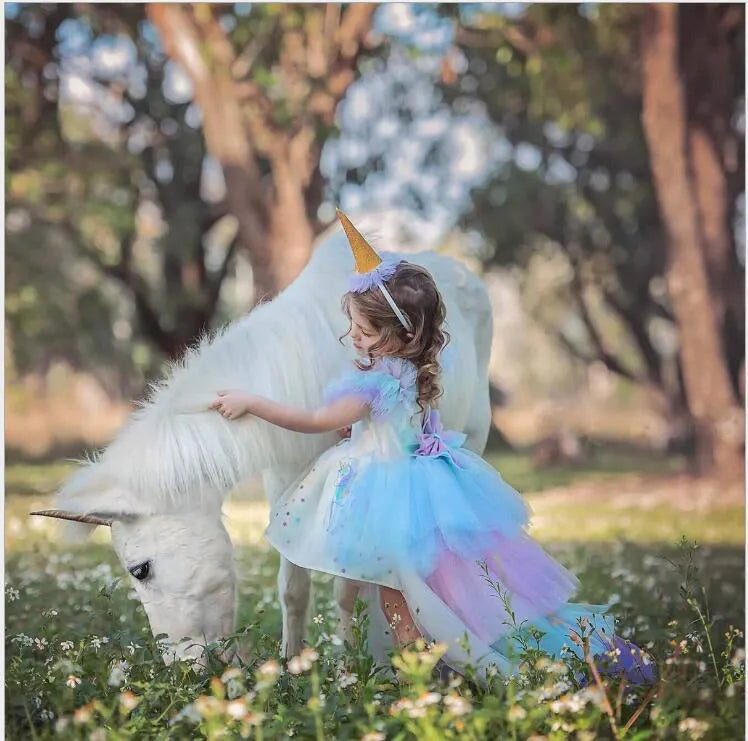 Girls princess dress short sleeve cake skirt white 100-150cm for 3-8 years
