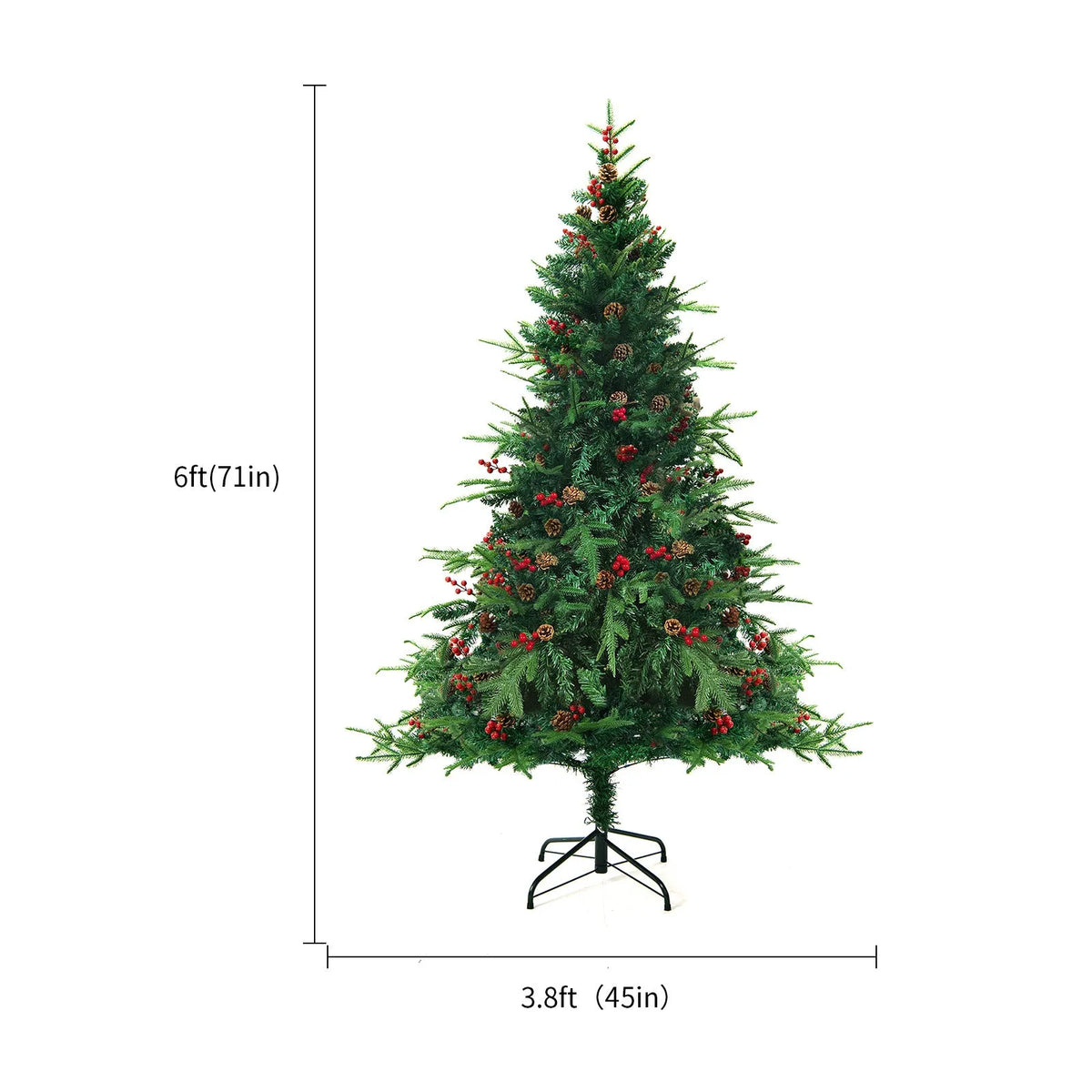 PVC artificial snow Christmas tree with green and white finish and metal stand for Christmas decoration