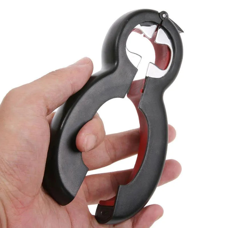 6 in 1 bottle can opener in grey, green or red, 14.5 cm, stainless steel and PP with soft coating