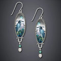 Creative Women's Palace retro bird flower drop earrings in silver metal electroplated finish