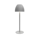 Modern dimming desk lamp in black or white with a thin round base and USB cable.