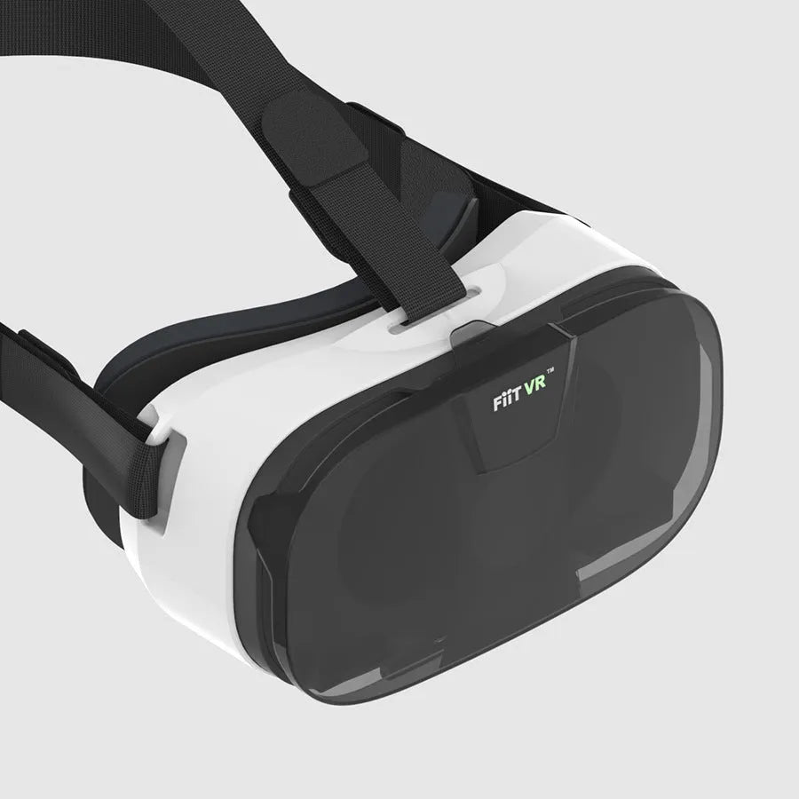Black and white mobile phone virtual reality helmet 3D VR glasses on a light background