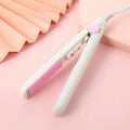 Mini hair straightener for bangs in a choice of five colours with its storage box.