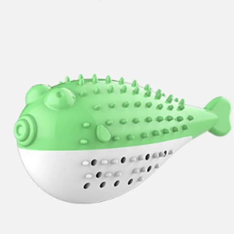 Silicone fish-shaped cat chew toy in blue, green, pink or yellow colours for interactive play