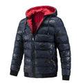 Men's casual double-sided wear coat in black or navy blue, thickened polyester, Korean style
