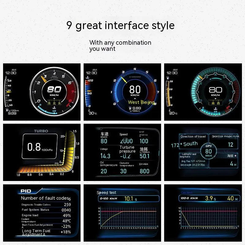 A600 OBDII vehicle diagnostic monitor with GPS BeiDou navigation on dashboard