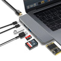 USB-C hub adapter for MacBook Pro with eight interfaces including USB ports and card readers