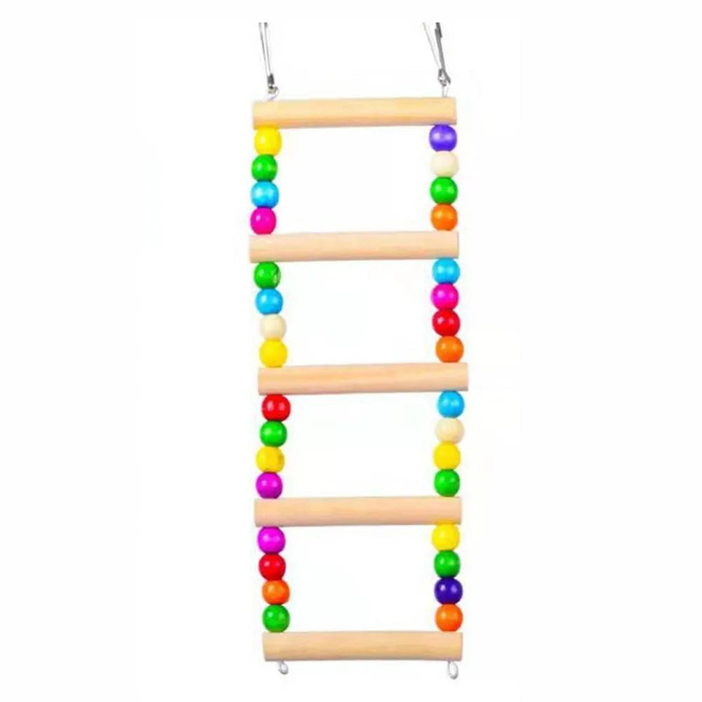 Xuanfeng Peony multi-colour wooden parrot swing toy 35cm with hook for cage attachment