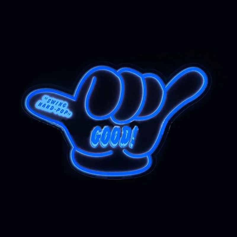 Small luminous wall stickers with driver unit showing heart, cat, and text designs in multiple colours