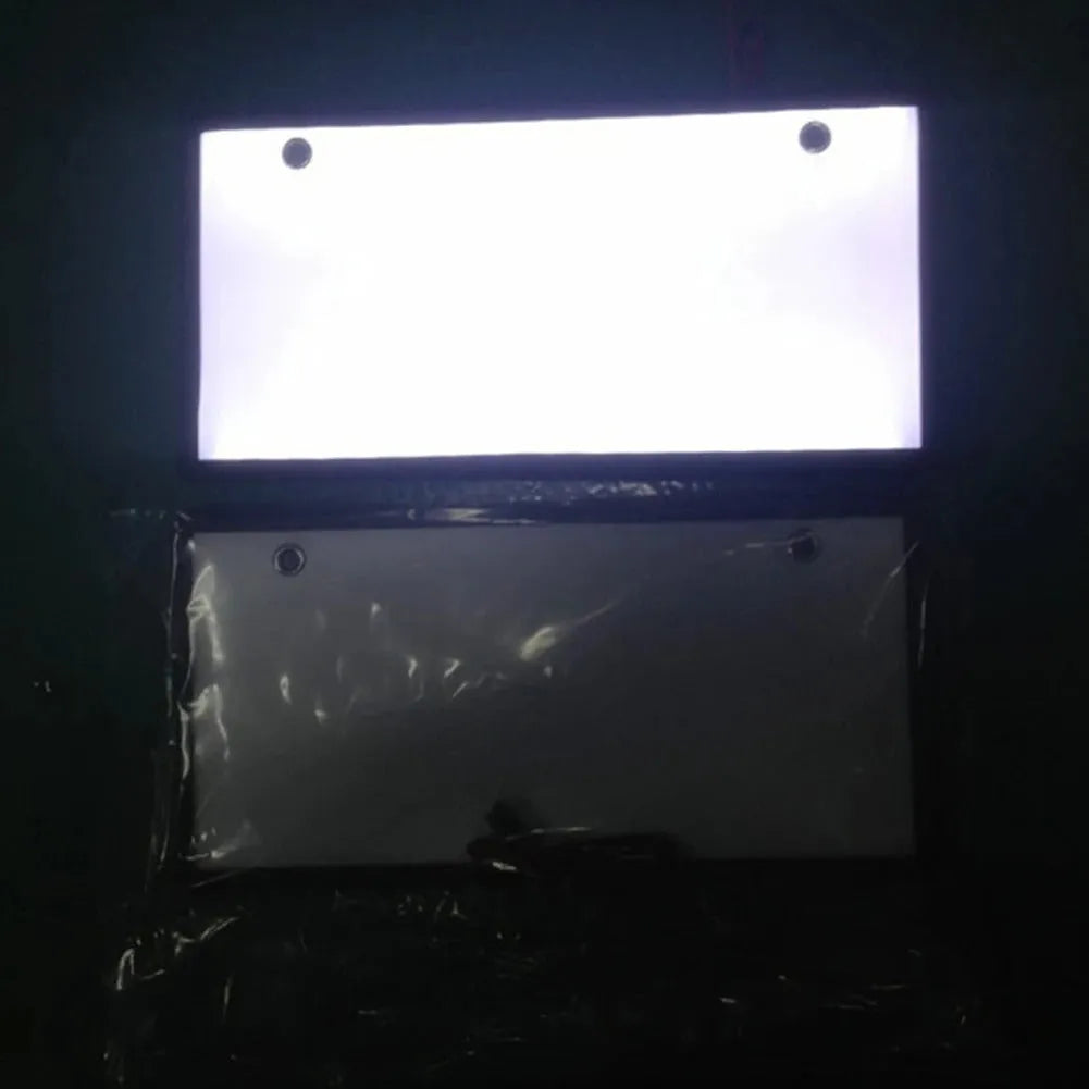 Two white LED truck license plate light bars with plastic housings