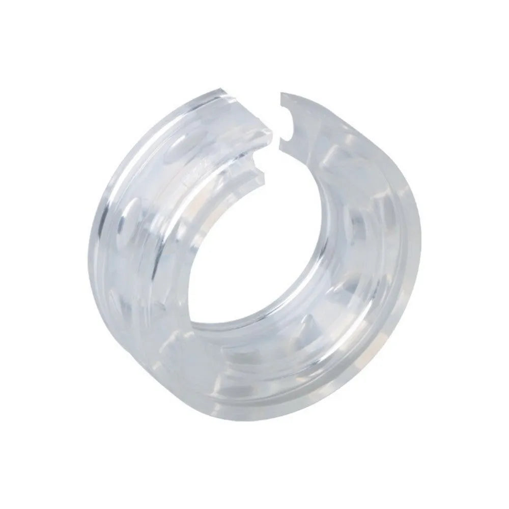 Two transparent rubber spring shock absorber buffers for car modification, shown with size measurement diagram.