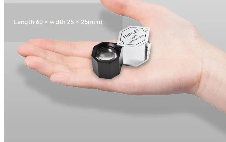 Handheld metal magnifying glass with optical glass lens for jewelry and coin identification