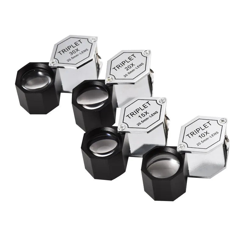 Handheld metal magnifying glass with optical glass lens for jewelry and coin identification