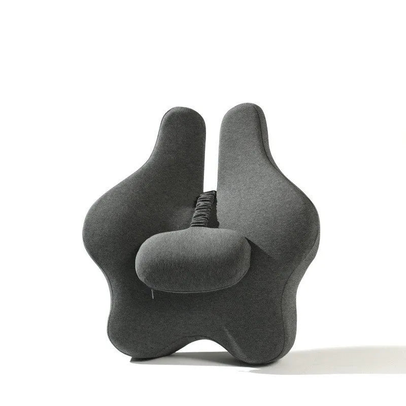 Memory foam car lumbar support cushion in black colour on car seat