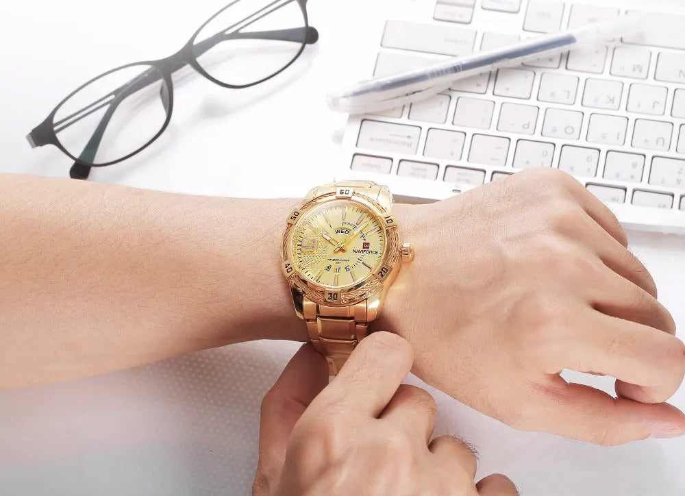 Men's waterproof quartz watch with silver alloy case, stainless steel strap, 46mm round dial and world time display.
