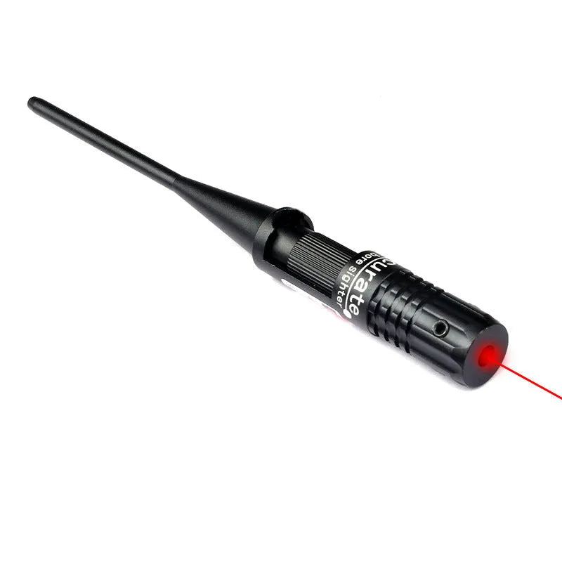 Black matte aluminium laser calibration device with 650nm wavelength on work surface