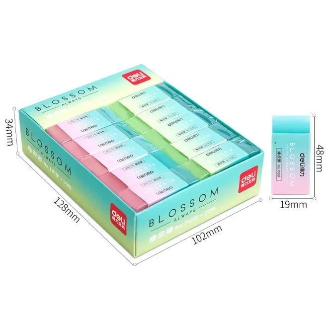 Coloured pencil rubber eraser, soft edge, 4.8cm x 2cm x 1cm, for school, sketching and office use