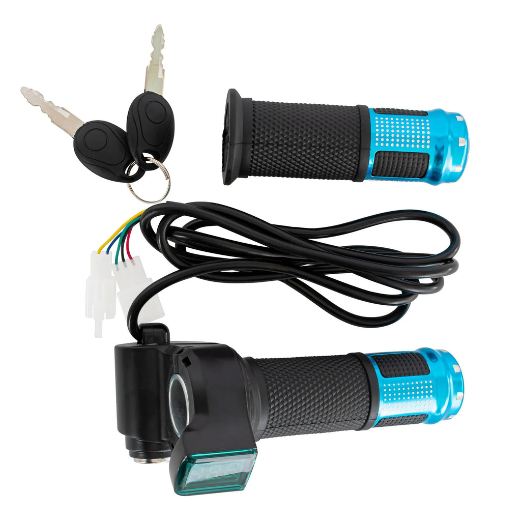 Electric vehicle handlebar section body in blue red silver yellow with PC ABS material and 5-core wire