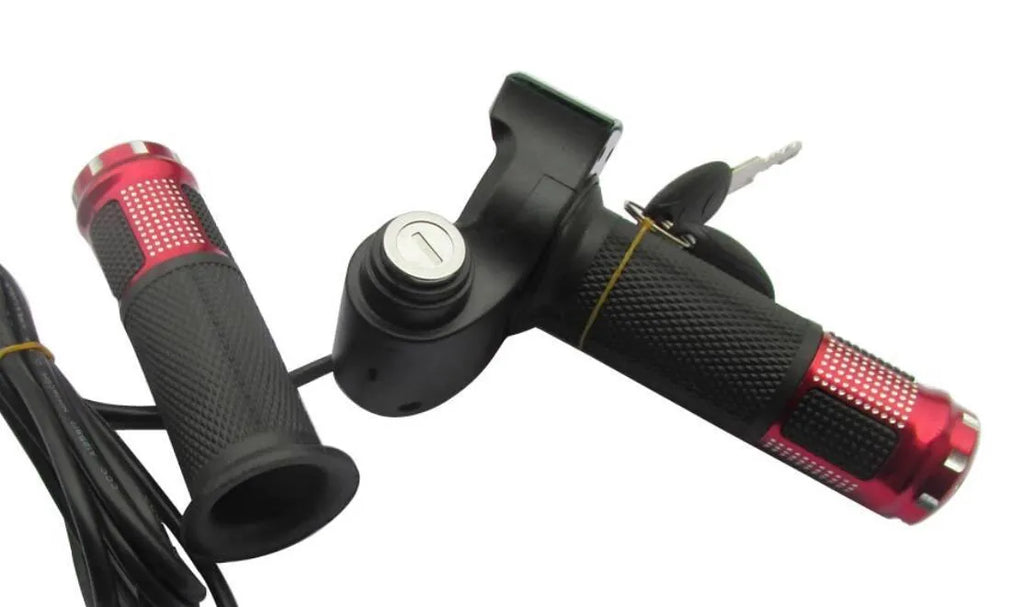 Electric vehicle handlebar section body in blue red silver yellow with PC ABS material and 5-core wire