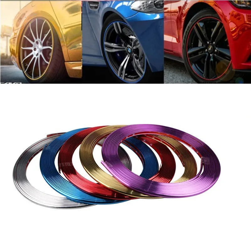 Electroplated purple PVC wheel hub trim sticker on 8 metre roll for vehicle decoration
