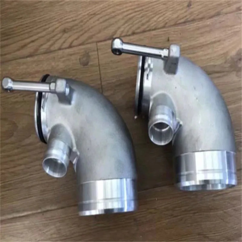 Aluminium alloy 90-degree turbine tube elbow for lateral engine turbo systems