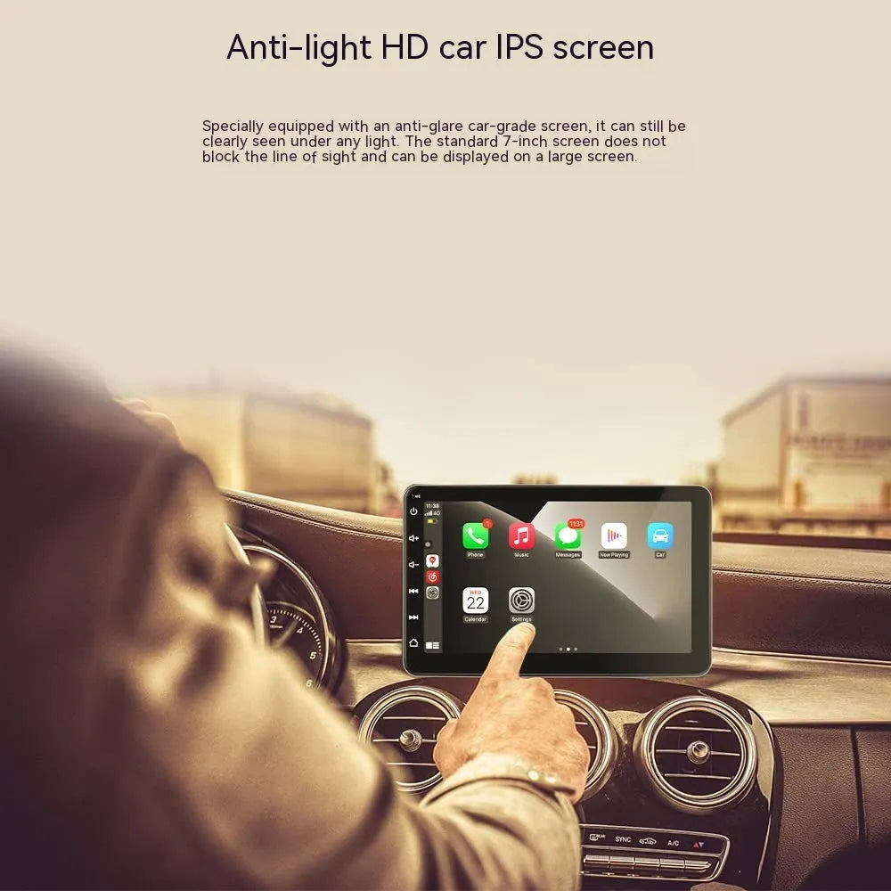7 inch car GPS navigator with wireless CarPlay and reversing camera on universal suction mount