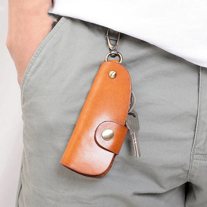 Genuine leather car key case in K108 Black, Brown, Coffee and Purplish Red colours