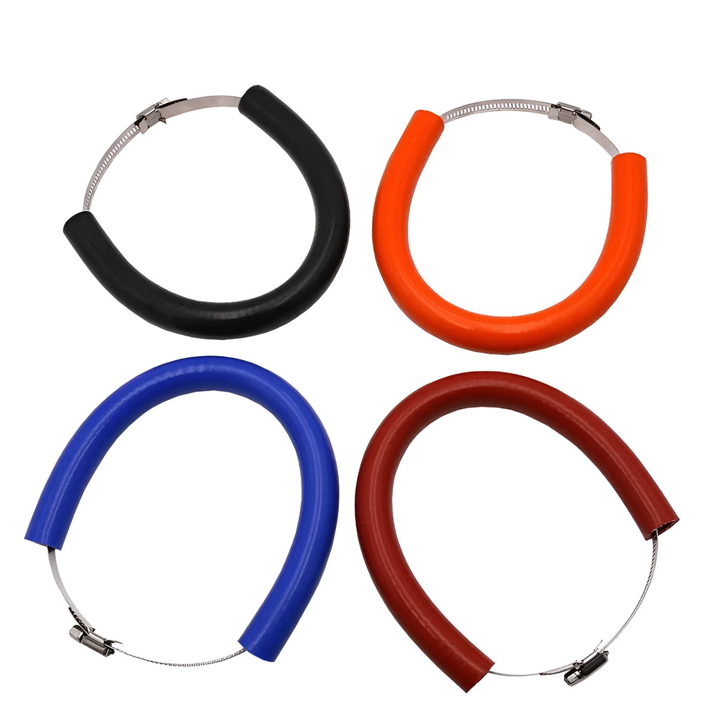Universal motorcycle exhaust pipe gasket anti-drop wring in black, blue, and orange colour options.