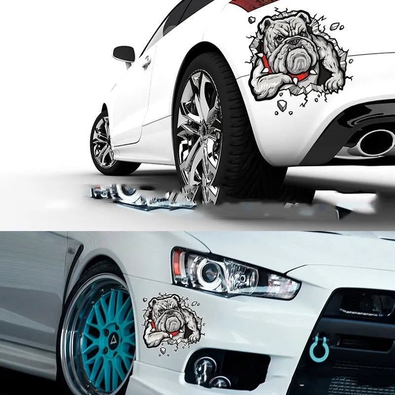 Grey dog pattern motorcycle decorative sticker measuring 17x17cm with customisable sizing options