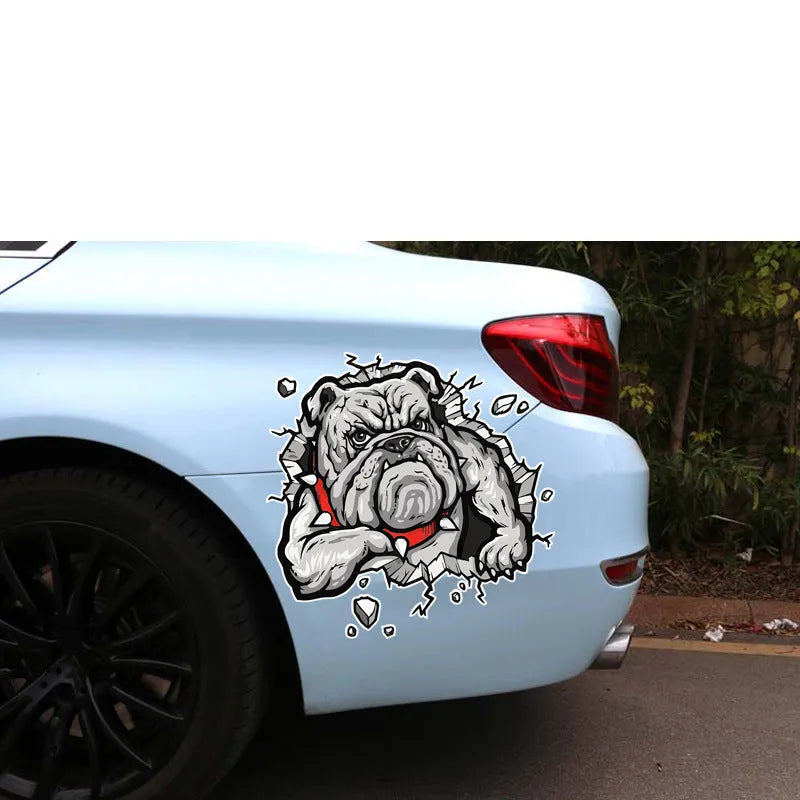 Grey dog pattern motorcycle decorative sticker measuring 17x17cm with customisable sizing options