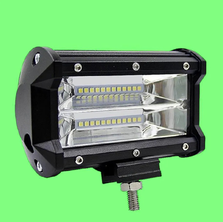 Black 5-inch LED off-road work light with die-cast aluminium housing and bracket mount.