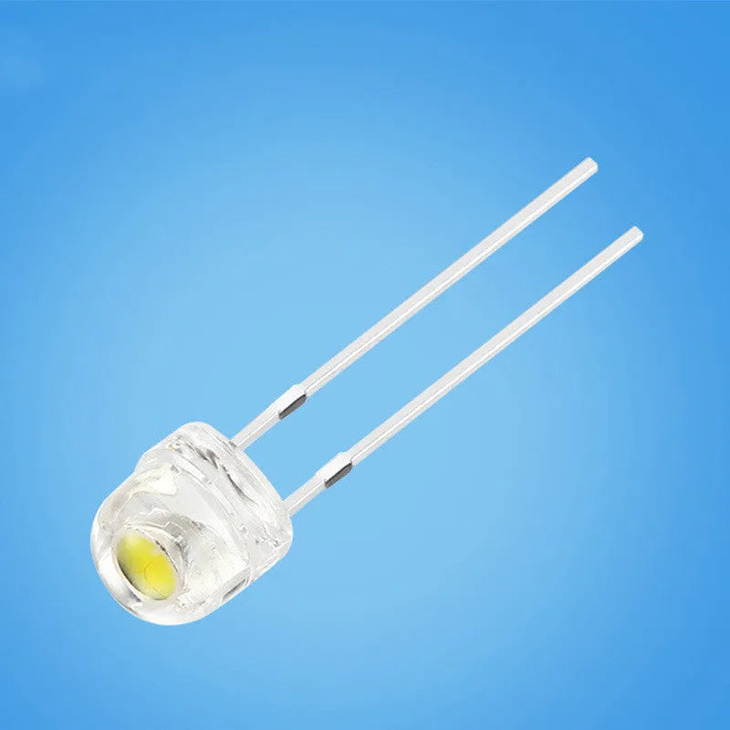 F5 straw hat white light emitting diode lamp bead with 120 degree luminous angle and colour rendering index 70-80