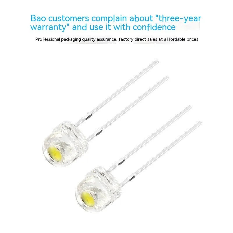 F5 straw hat white light emitting diode lamp bead with 120 degree luminous angle and colour rendering index 70-80