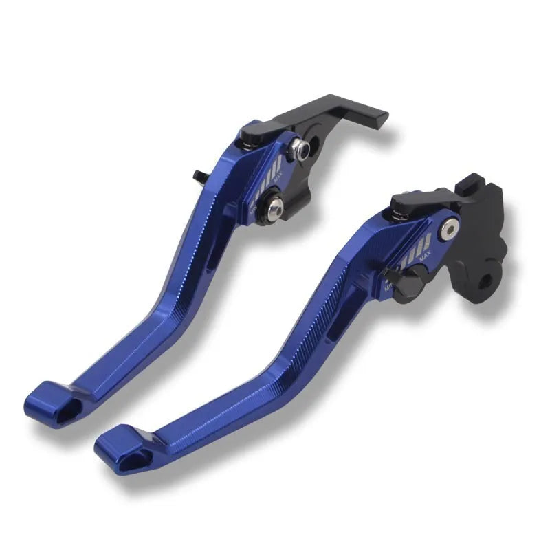 Motorcycle metal clutch lever in six colour options showing two-finger design