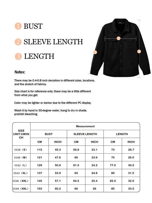 Men's brushed cotton blend cardigan shirt, long sleeve, solid colour, sizes S to 3XL