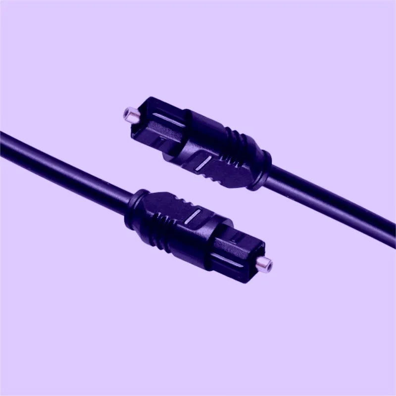 Black Toslink digital optical audio cable with square connectors, 2 metres long.