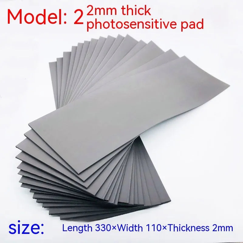 Plastic light-sensitive mat sheet for seal making, measuring 330mm by 110mm, available in 7mm, 4mm, or 2mm thickness.